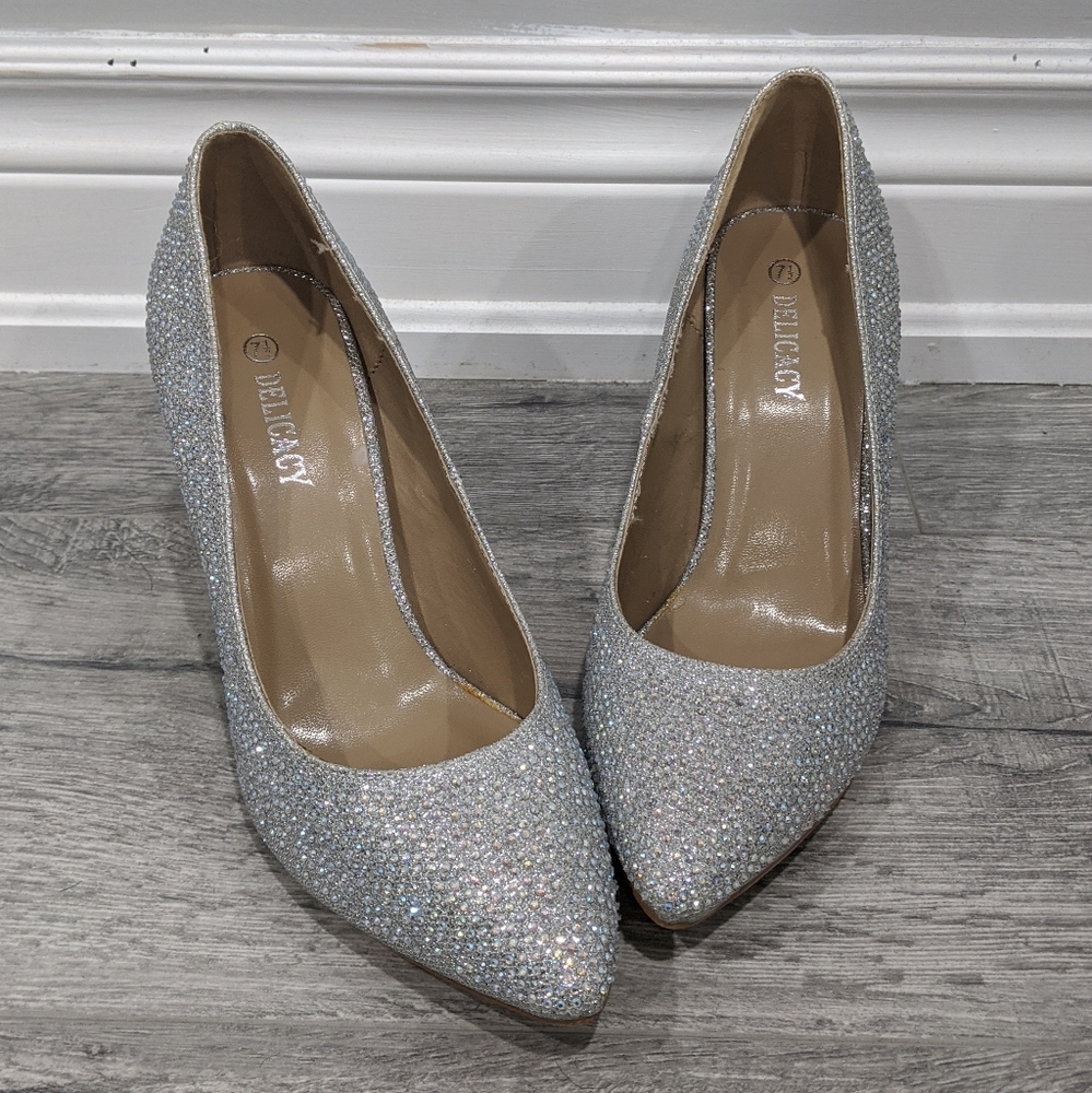 Studded crystal heels